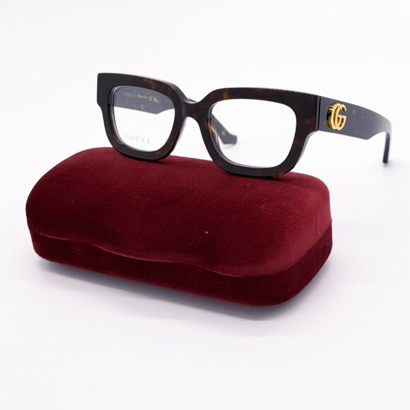 NEW GUCCI GG1548O 005 DARK HAVANA WOMEN EYEGLASSES GUCCI - Picture 1 of 12